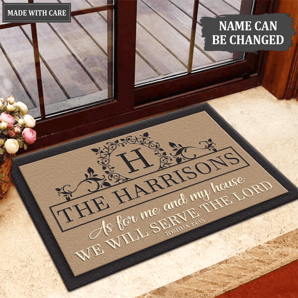 Luvingrace L163 Vintage Monogram Collection As For My House Personalized Doormat