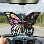 Hologram Butterfly Be Still And Know Wine Ornament
