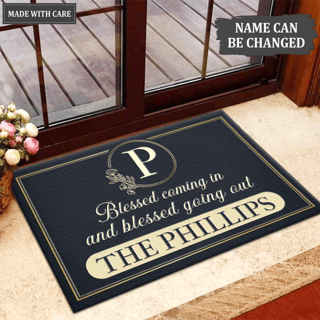 Luvingrace L164 Vintage Elegant Blessed Coming In Personalized Doormat