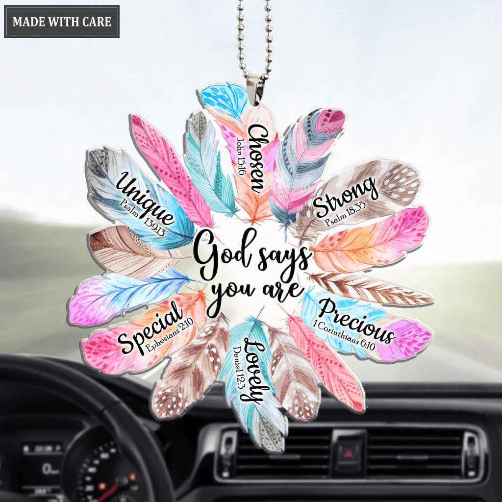 Boho Feather God Says You Are Ornament