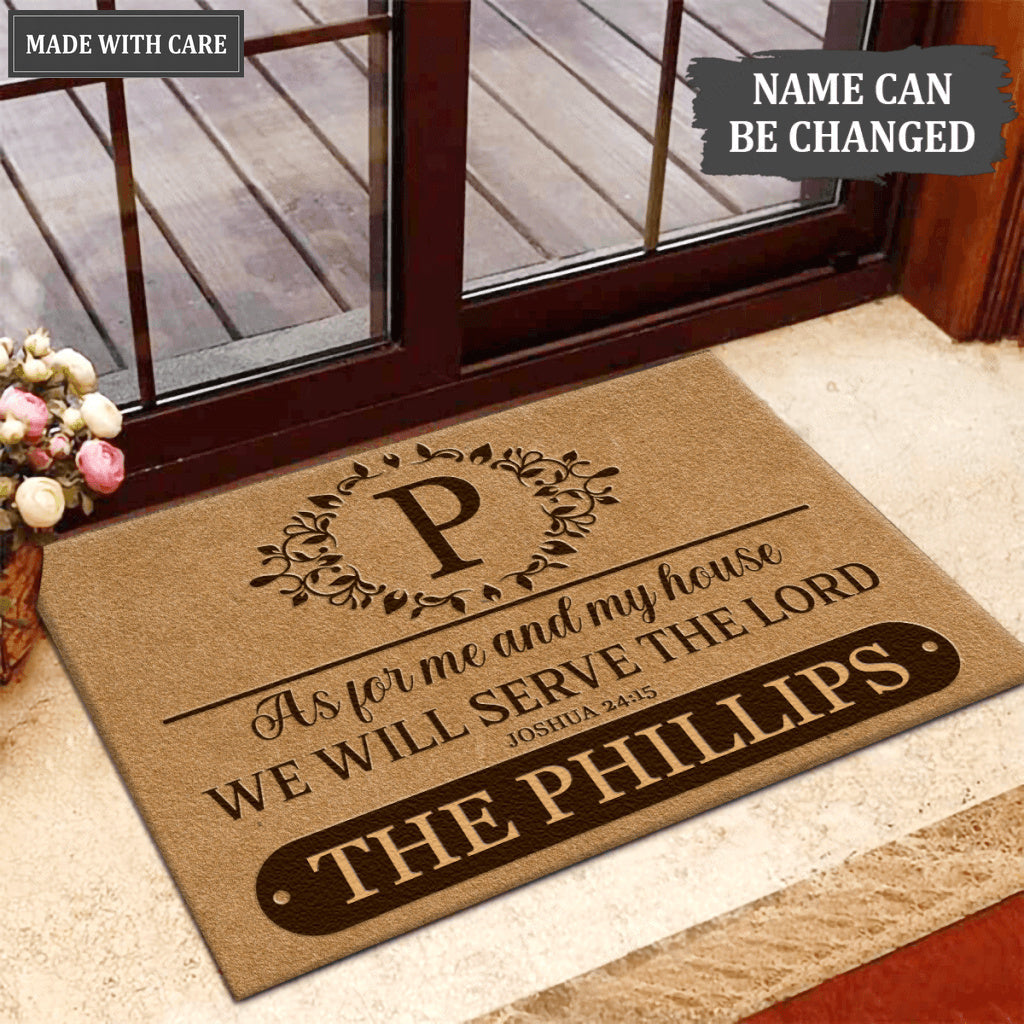 Luvingrace L180 Vintage Monogram Collection As For My House Personalized Doormat