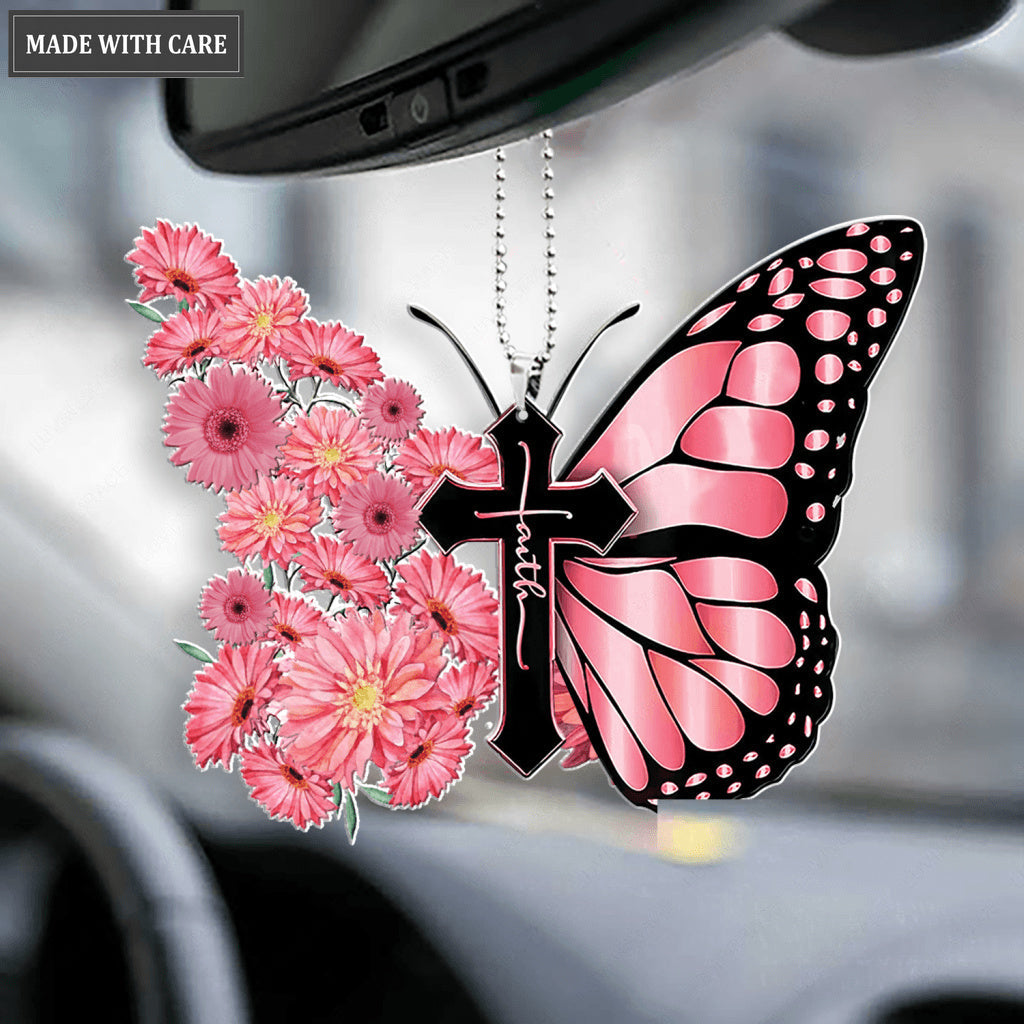Luvingrace L184 Pink Gerbera Daisy Butterfly Faith Ornament
