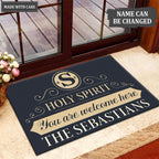 Luvingrace M88 Elegant Monogram Collection Holy Spirit Personalized Doormat