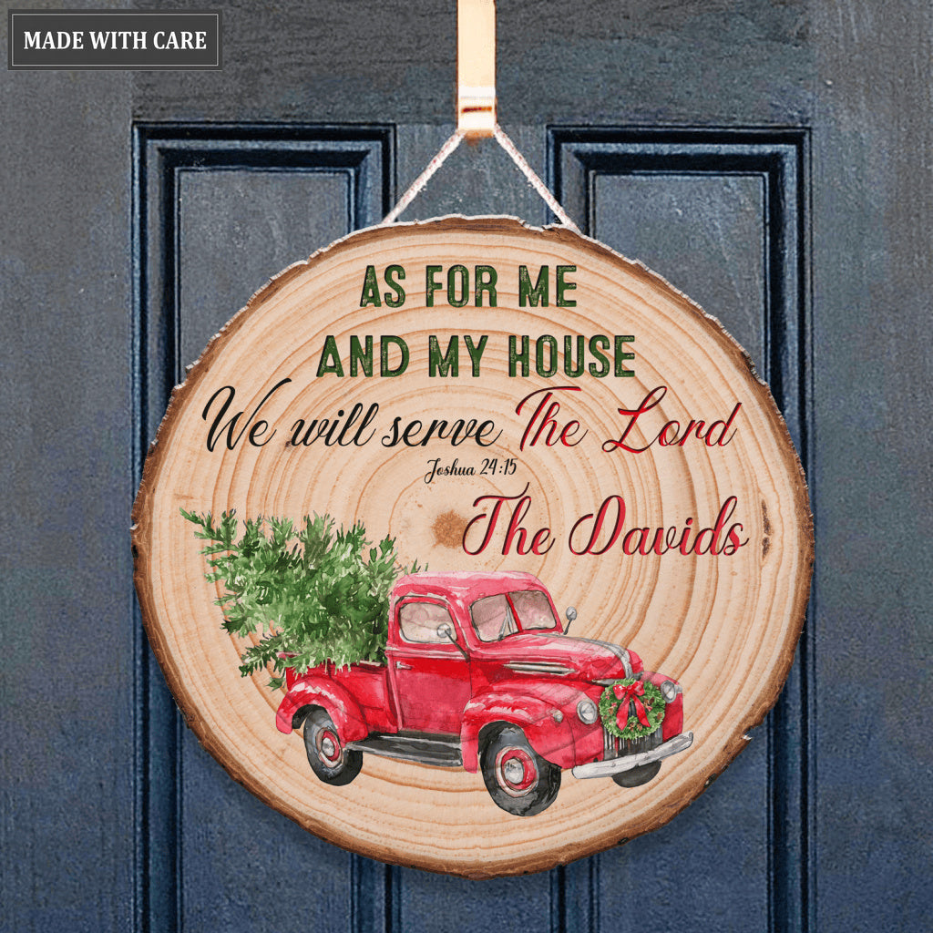 Christmas Truck Serve The Lord Personalized Heteromorphic Wood Sign
