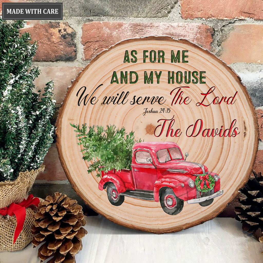 Christmas Truck Serve The Lord Personalized Heteromorphic Wood Sign