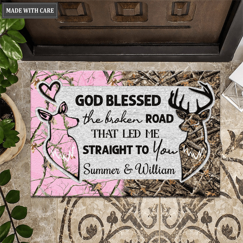 God Blessed Buck And Doe Personalized Doormat