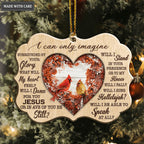 Red Heart Christmas Floral Cardinal I Can Only Imagine Wood Engraved Ornaments