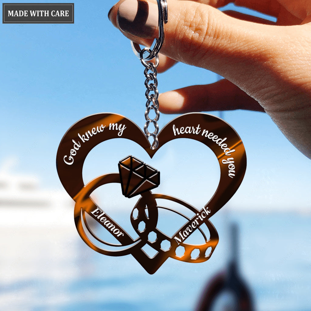 God Blessed Hologram Couple Rings Personalized Keychain