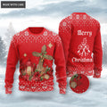 Merry Christmas Floral Cross Wool Knitted Pattern Ugly Sweater