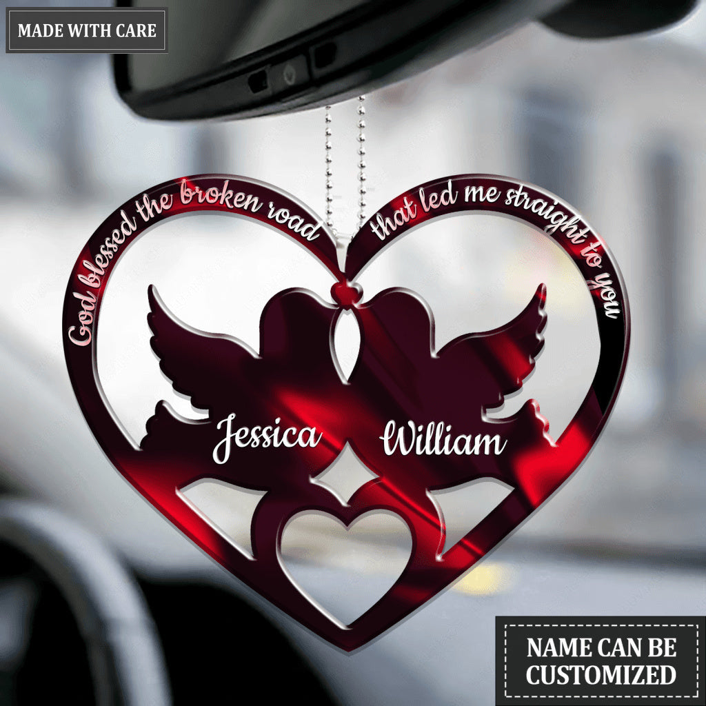 Dove Couple Heart God Blessed Personalized Ornament