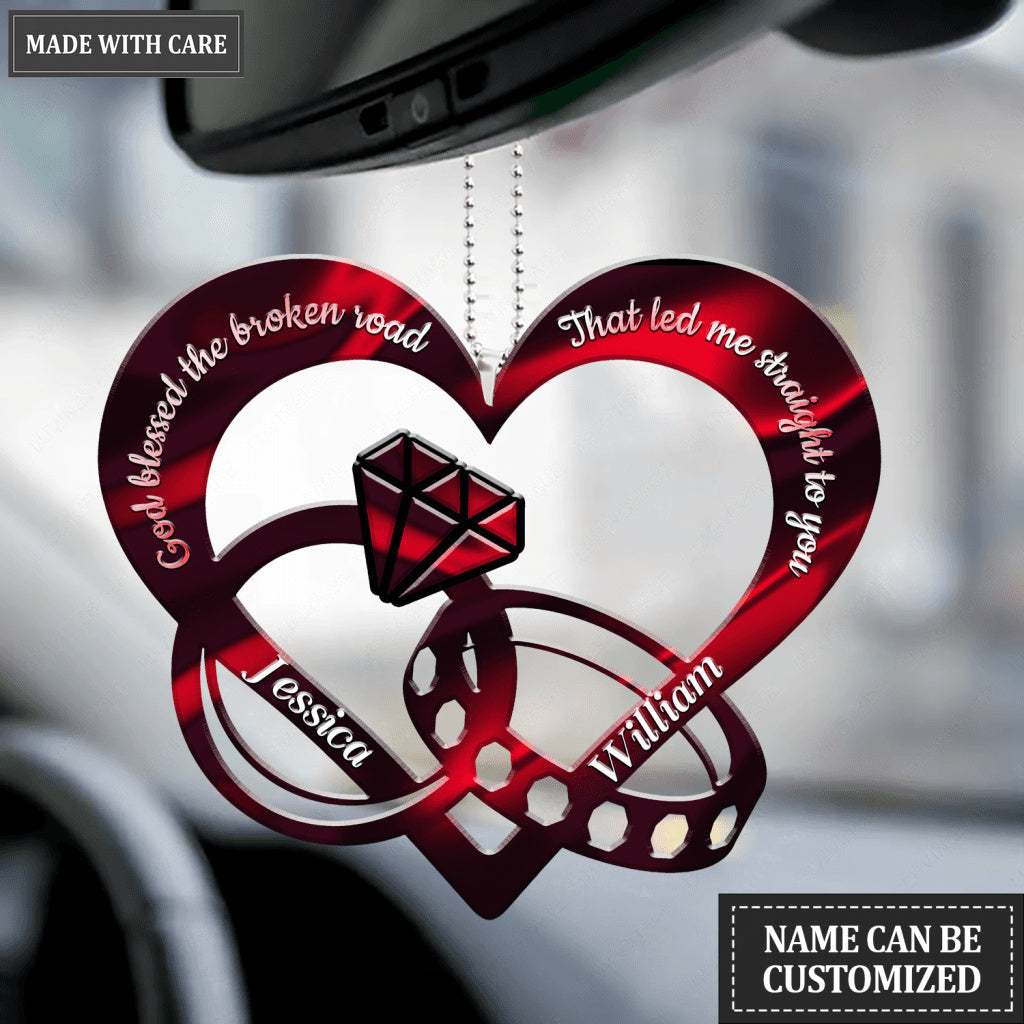 Hologram Couple Rings God Blessed Personalized Ornament