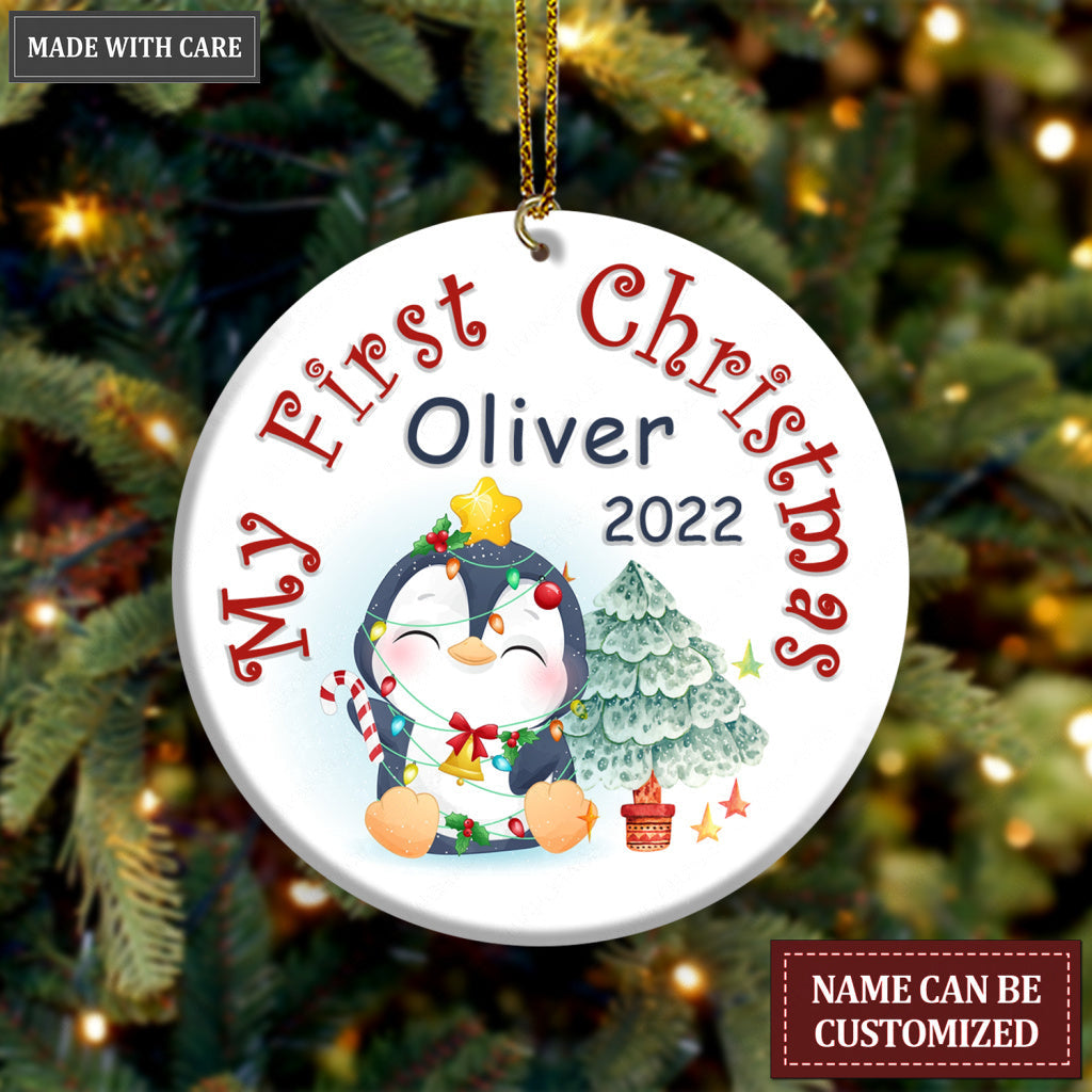 Christmas Baby Penguin First Christmas Personalized Ornament