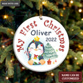 Christmas Baby Penguin First Christmas Personalized Ornament