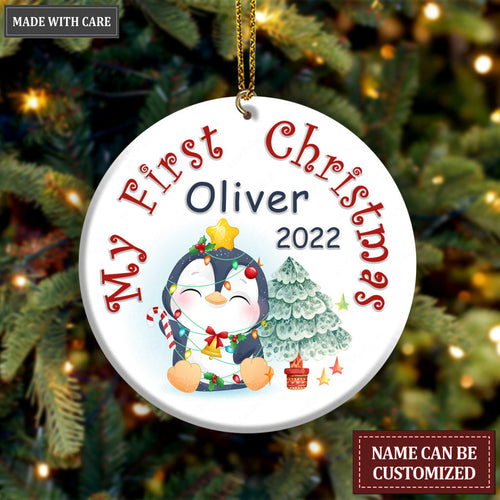 Christmas Baby Penguin First Christmas Personalized Ornament