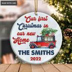 Christmas Truck Pine Gift Our First Christmas In Our New Home Personalized Ornament