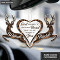 Brown Deer Couple God Blessed Personalized Ornament