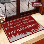 Christmas Pine Cross As For Me And My House Personalized Doormat