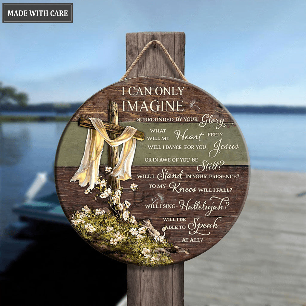 Rugged Cross By Glory Wood Circle Sign