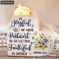 Blue Yellow Flower Butterfly Be Joyful In Hope Candle Holder