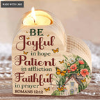 Vintage Flower Garden Butterfly Be Joyful In Hope Candle Holder