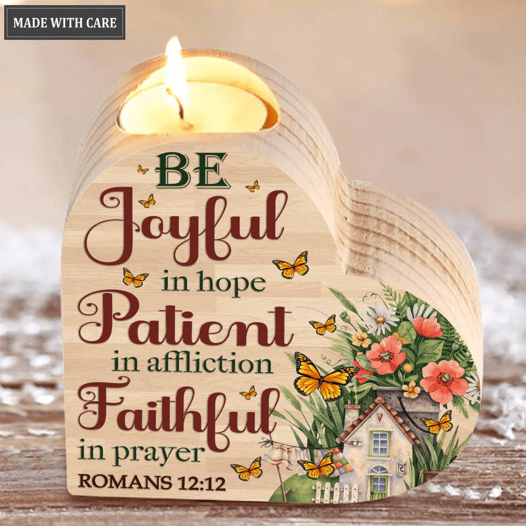 Vintage Flower Garden Butterfly Be Joyful In Hope Candle Holder