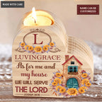 Vintage Sunflower House As For Me And My House Personalized Candle Holder