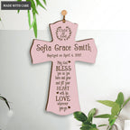 Personalized Pink Hanging Cross Baptism Gift