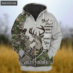Personalized Buck And Doe Camo God Blessed Zipper Hoodie
