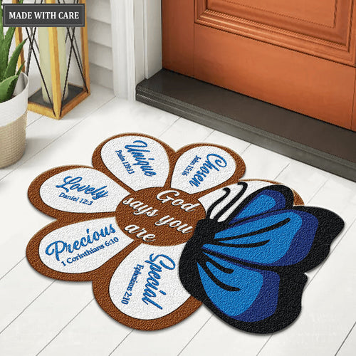 Butterfly And Flower God Says You Are Shaped Doormat