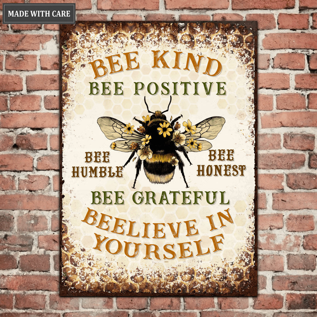 Farmhouse Bee Kind Metal Sign