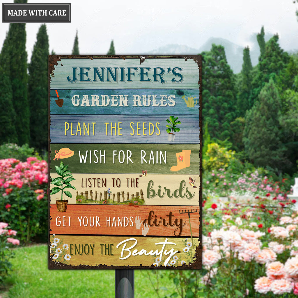Gardening Garden Rules Personalized Classic Metal Sign