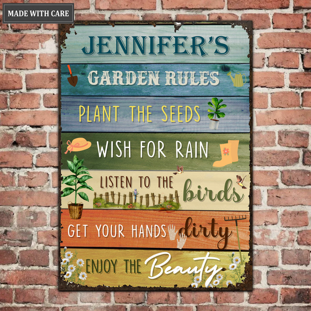 Gardening Garden Rules Personalized Classic Metal Sign