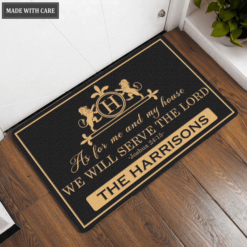 Lion As For My House Monogram Personalized Doormat