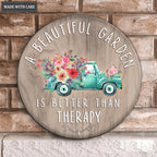 Personalized Beautiful Garden Round Wood Sign