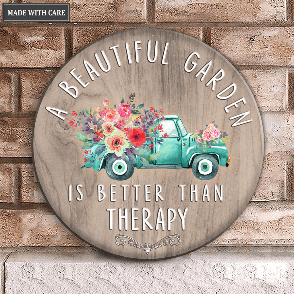 Personalized Beautiful Garden Round Wood Sign