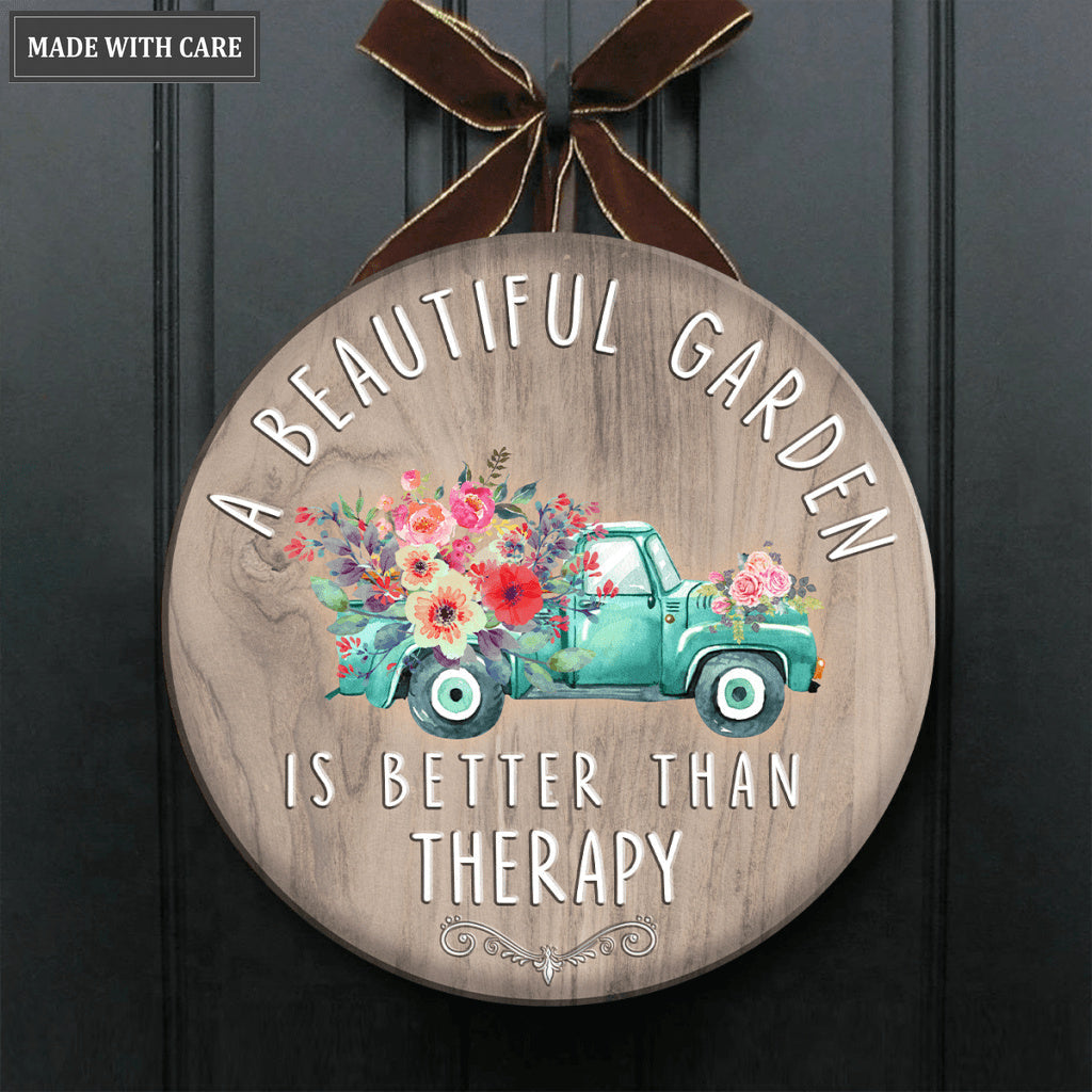 Personalized Beautiful Garden Round Wood Sign