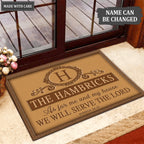 Printfamily L188 Vintage Monogram Collection As For My House Personalized Doormat