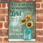 Glass bottle Floral Sunflowers Serve The Lord Personalized Metal Sign