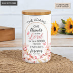 Personalized Give Thanks To The Lord Ceramic Gratitude Jar
