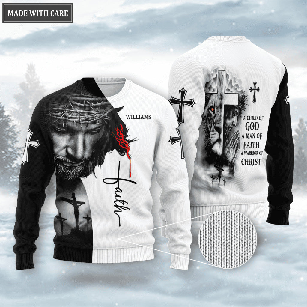 Faith Jesus Lion A Child Of God Personalized Wool Sweatshirt