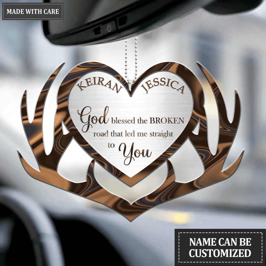 Antler Heart For Couple God Blessed Personalized Ornament