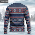Dark Blue Christian Wool Knitted Snow Christmas Pattern Ugly Sweater