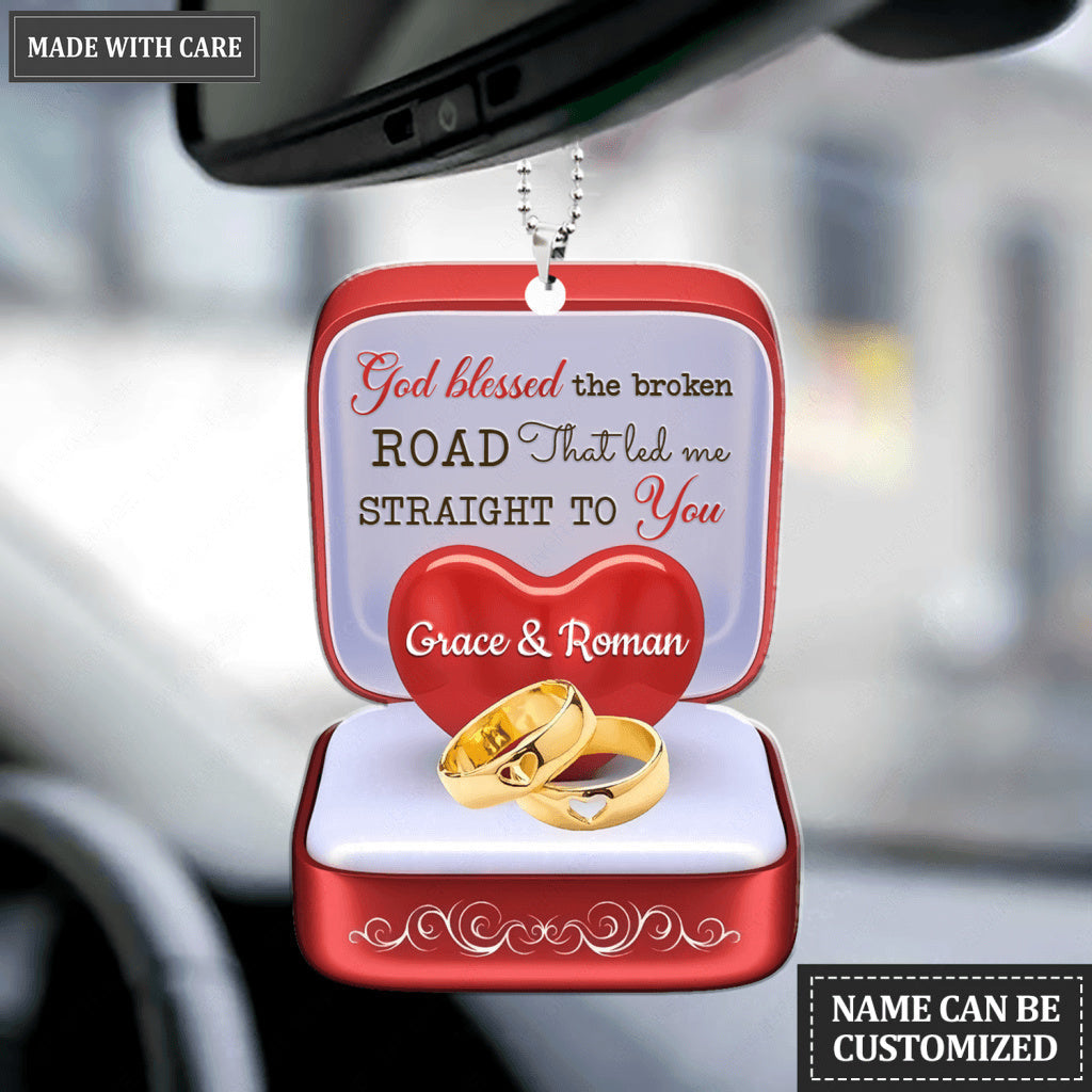Couple Rings Box God Blessed Personalized Ornament