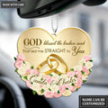Floral Couple Rings God Blessed Personalized Ornament
