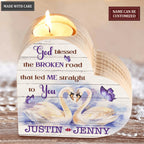 Butterfly Swan Couple God Blessed Personalized Candle Holder