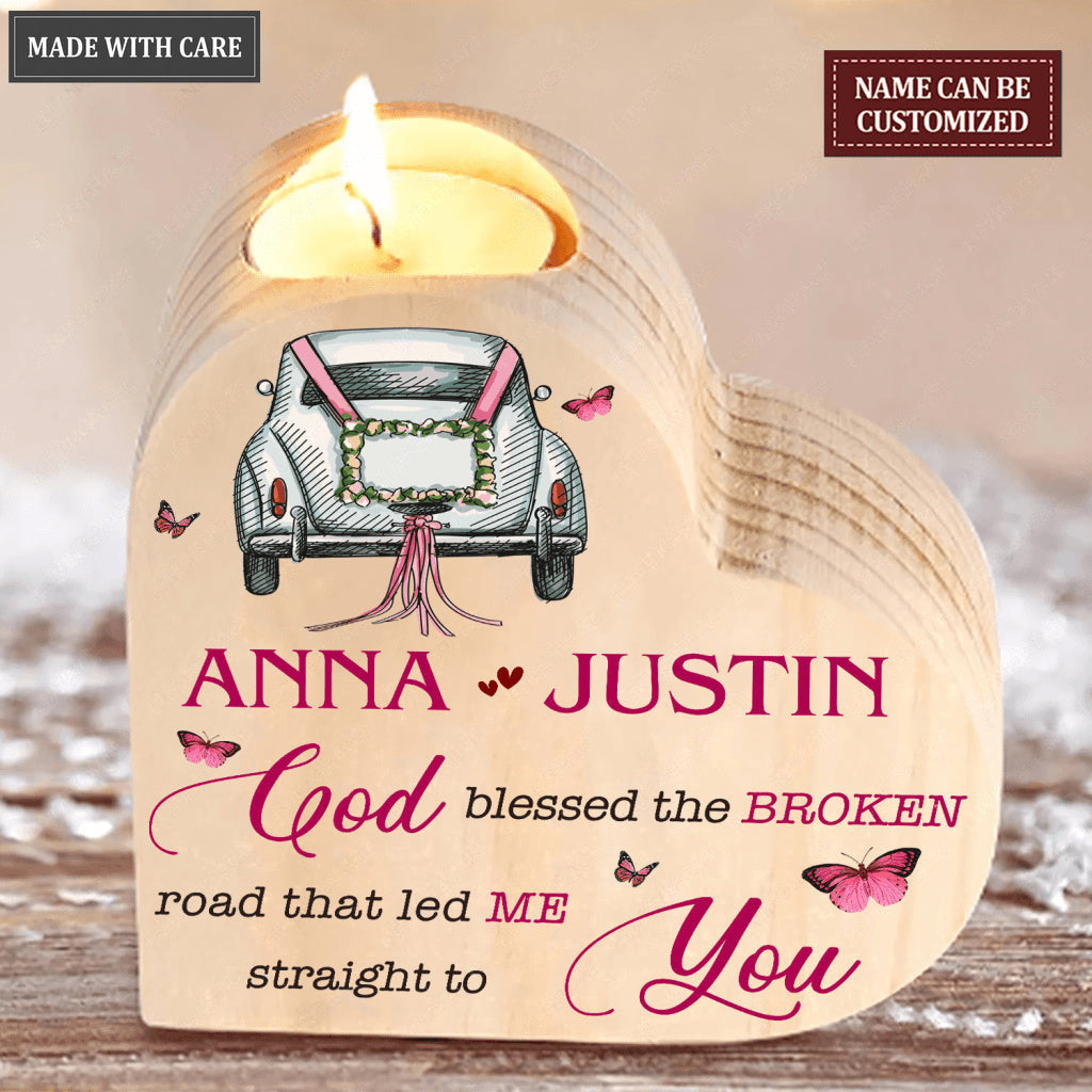 Butterfly Wedding Car God Blessed Personalized Candle Holder