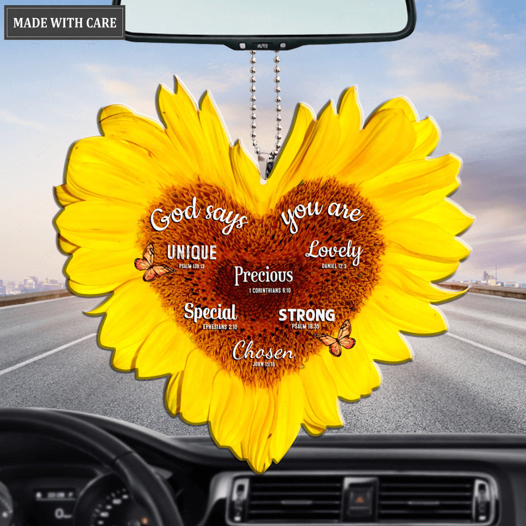 Yellow Sunflower Heart God Says You Are Ornament