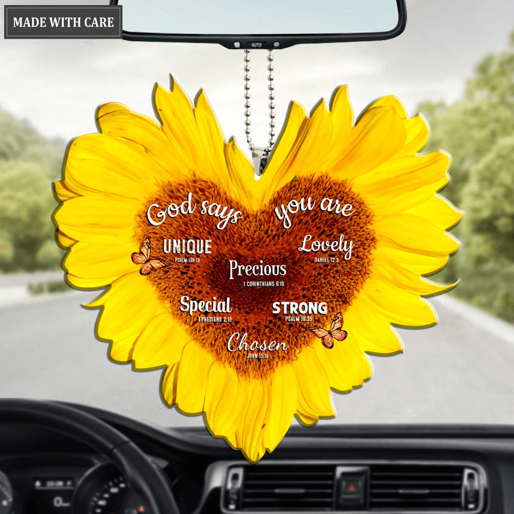 Yellow Sunflower Heart God Says You Are Ornament