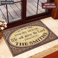 Purple Vintage Frame As For Me And My House Personalized Doormat