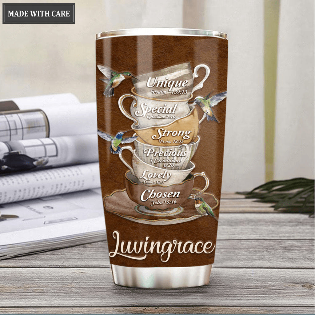 Vintage Cups And Hummingbirds God Says You Are Personalized Tumbler